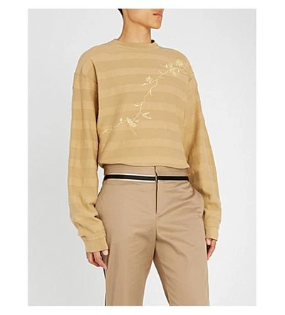 Haider Ackermann Metallic-embroidered Cotton-jersey Sweatshirt In Camel