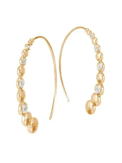 John Hardy 18k Yellow Gold Dot Hammered Small Hoop Earrings With Diamond Pave In White/gold