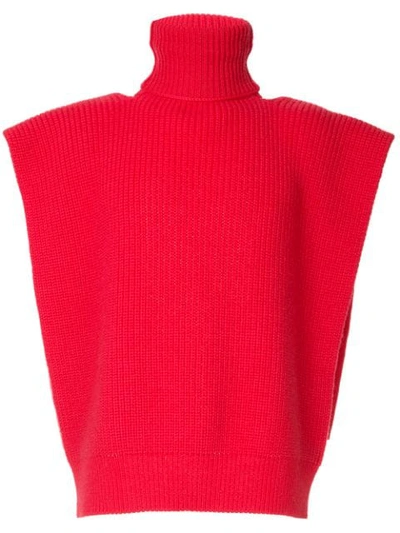 Raf Simons High Neck Vest In Red