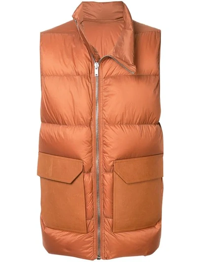 Rick Owens Padded Gilet In Yellow