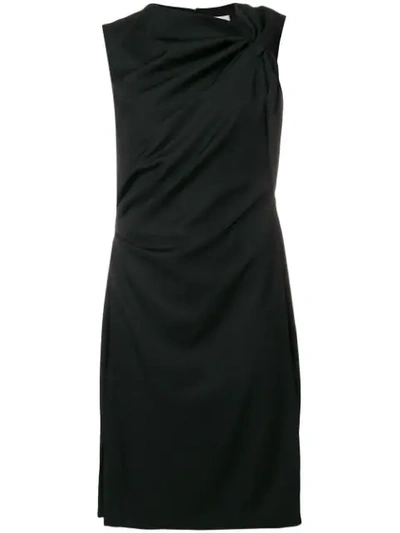 Lanvin Asymmetrical Collar Draped Dress In Black