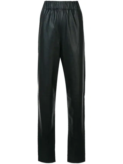 Tibi Leather Pull-on Pants In Black