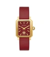 TORY BURCH ROBINSON WATCH, RED LEATHER/RED/GOLD-TONE, 27 X 29 MM,TBW1505_000