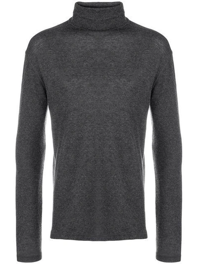 Majestic Roll Neck Sweatshirt In Grey