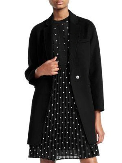 Maje Galami Relaxed-fit Wool-blend Coat In Black