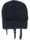 MAISON FLANEUR MAISON FLANEUR HANGING YARN KNITTED HAT - BLUE
