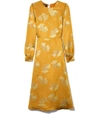 ROCHAS Medium Orange Floral A Line Dress,210000036738