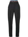 VICTORIA VICTORIA BECKHAM VICTORIA VICTORIA BECKHAM STRIPED WAISTBAND TROUSERS - BLACK