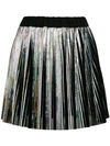Balmain Holographic Pleated Voile Mini Skirt In Metallic