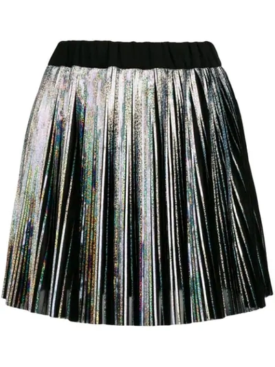 Balmain Holographic Pleated Voile Mini Skirt In Hologramme Noir