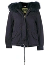 ALESSANDRA CHAMONIX ALESSANDRA CHAMONIX RACOON AND RABBIT FUR TRIM JACKET - BLUE