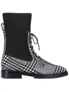 LEANDRA MEDINE HOUNDSTOOTH LACE-UP BOOTS