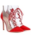 GIANVITO ROSSI ICON 105 PVC AND SUEDE ANKLE BOOTS,P00343824