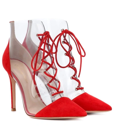 Gianvito Rossi Icon 105 Pvc And Suede Ankle Boots In Red
