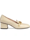 GUCCI SYLVIE LEATHER MID-HEEL PUMPS