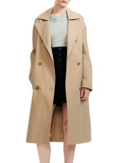 Maje Belted Cotton-canvas Trench Coat In Beige