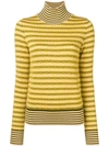 CARVEN CARVEN STRIPED ROLL NECK SWEATER - YELLOW