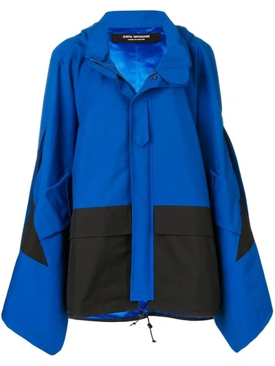 Junya Watanabe Extra-long Sleeved Oversized Jacket In Black Blue