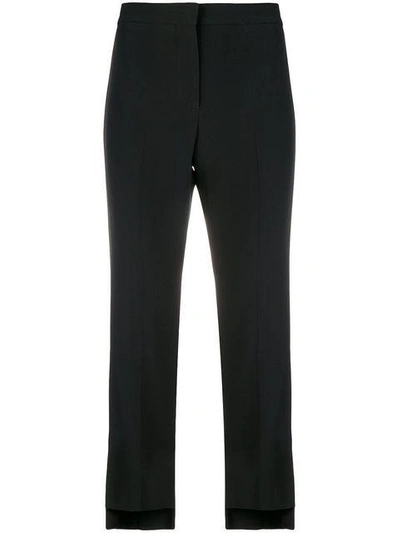 Alexander Mcqueen Kick Back Cropped Viscose Crepe Trousers In Black
