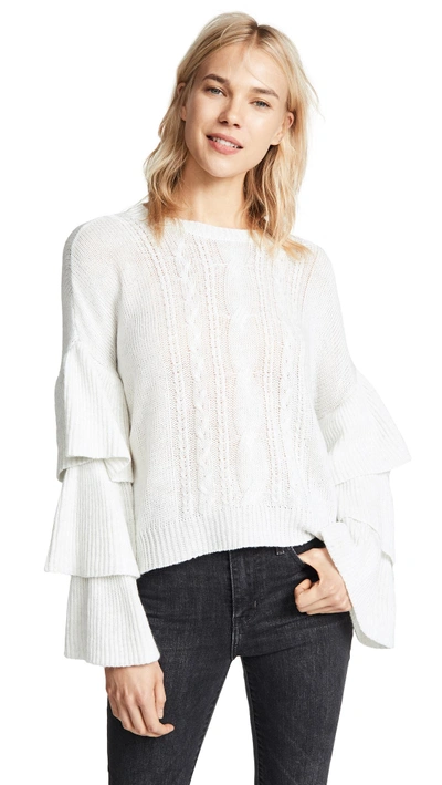 Cupcakes And Cashmere Kristin Cable-knit Bell-sleeve Jumper In Heather Ash