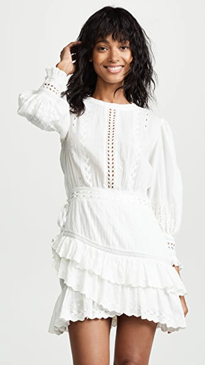 Loveshackfancy Lorelei Tiered Broderie Anglaise Cotton-gauze Mini Dress In White