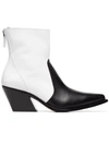 GIVENCHY BLACK AND WHITE ZIP FASTENING 60 LEATHER COWBOY BOOTS