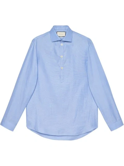 Gucci Cropped Button Down Shirt In Blue