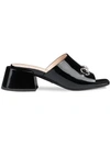 GUCCI PATENT LEATHER MID-HEEL SLIDES