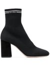 MIU MIU LOGO SOCK ANKLE BOOTS