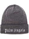 PALM ANGELS PALM ANGELS EMBROIDERED LOGO BEANIE - PURPLE