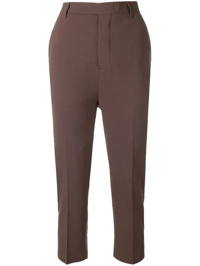 Rick Owens Cropped Drawstring Trousers In Brown