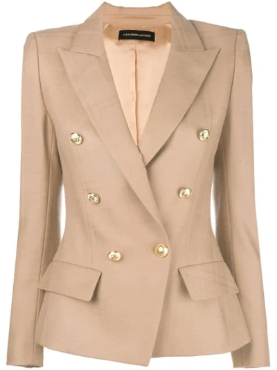 Alexandre Vauthier Double Breasted Short Blazer In Fawn