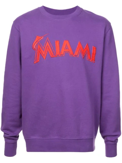Marcelo Burlon County Of Milan Miami Marlins Crewneck Sweatshirt In Violet