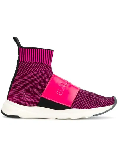 Balmain Pink & Black Cameron Sneakers In Fuchsia