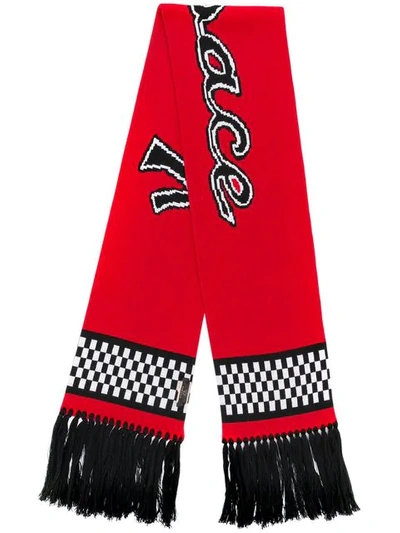Versace Team Logo Knit Scarf In Rosso