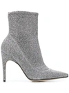 SERGIO ROSSI POINTED GLITTER BOOTS