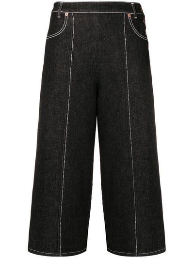 See By Chloé Cropped High-rise Wide-leg Jeans In Black