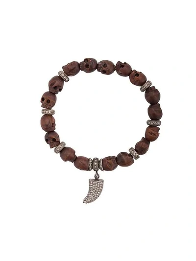 Loree Rodkin Tooth Charm Beaded Bracelet In Brown