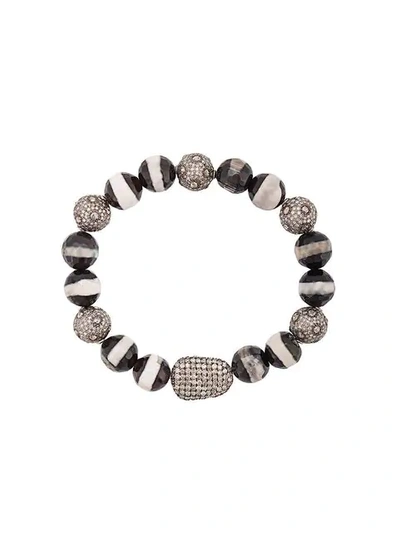 Loree Rodkin Agate Beaded Diamond Bracelet In Black