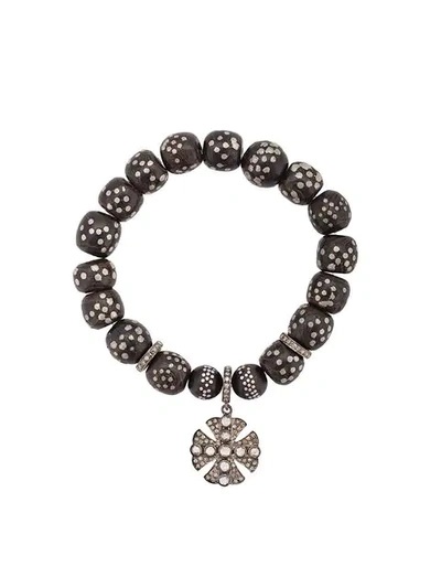 Loree Rodkin Moroccan Bead Maltese Cross Bracelet In Black