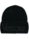 VERSACE VERSACE VINTAGE LOGO KNITTED BEANIE - BLACK