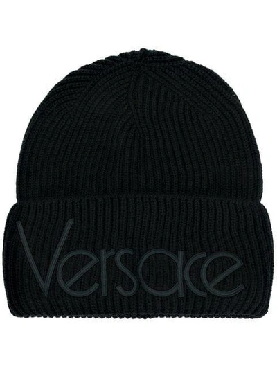 Versace Vintage Logo Knitted Beanie - Black