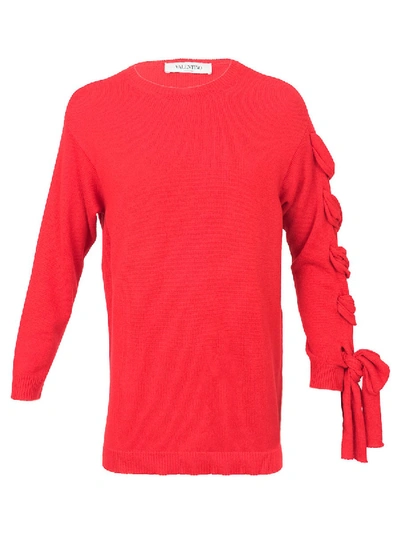 Valentino Bow Detail Jumper In Red