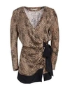ALESSANDRA RICH Silk Leopard Print Mini Robe Dress