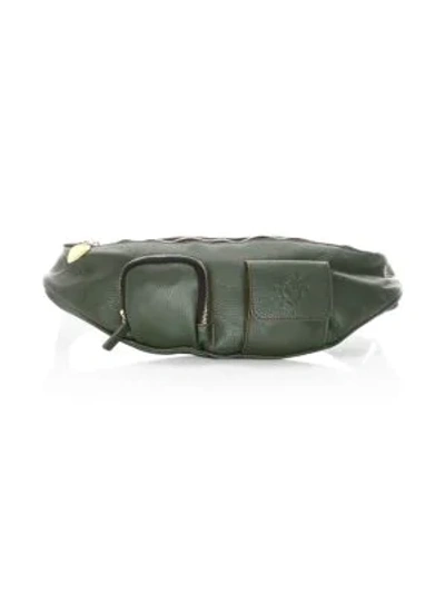 Avec La Troupe Major Leather Belt Bag In Army Green
