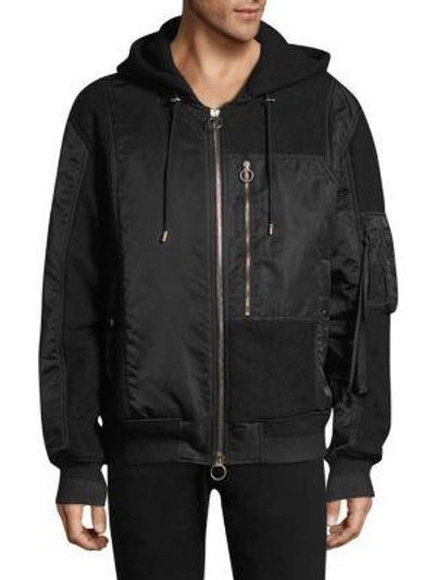Solid Homme Black Shell And Wool Bomber Jacket