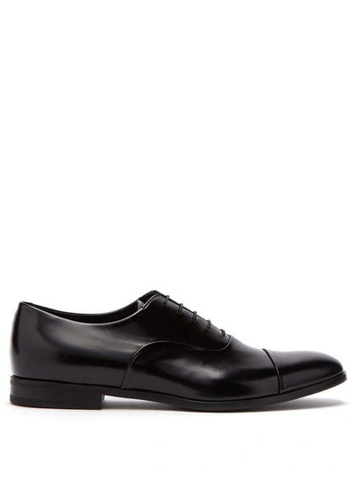 Prada Men's Spazzolato Leather Lace-up Dress Shoes In Black