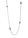 JOHN HARDY Chain Silver & Milky Rainbow Moonstone, Onyx & Hematite Station Necklace