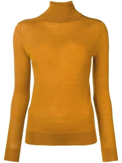 N•peal Superfine Roll Neck Jumper In Yellow