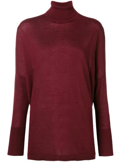 N•peal Superfine Roll Neck Jumper In Red